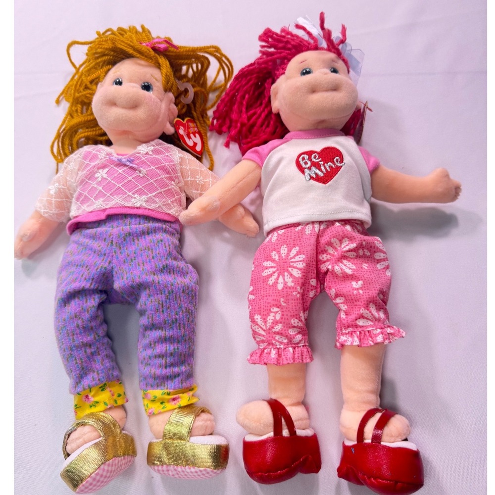 Ty Beanie Boppers Rockin Rosie & Flirty Francie Plush Dolls Set 2001 Y2K Toy